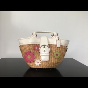 Coach rattan and leather handbag